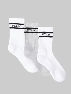 3 Pack FCUK Sports Stripe Socks