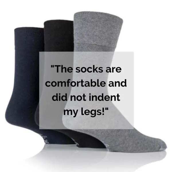 3 Pairs Non Binding Socks for Men in Charcoal, Navy & Black