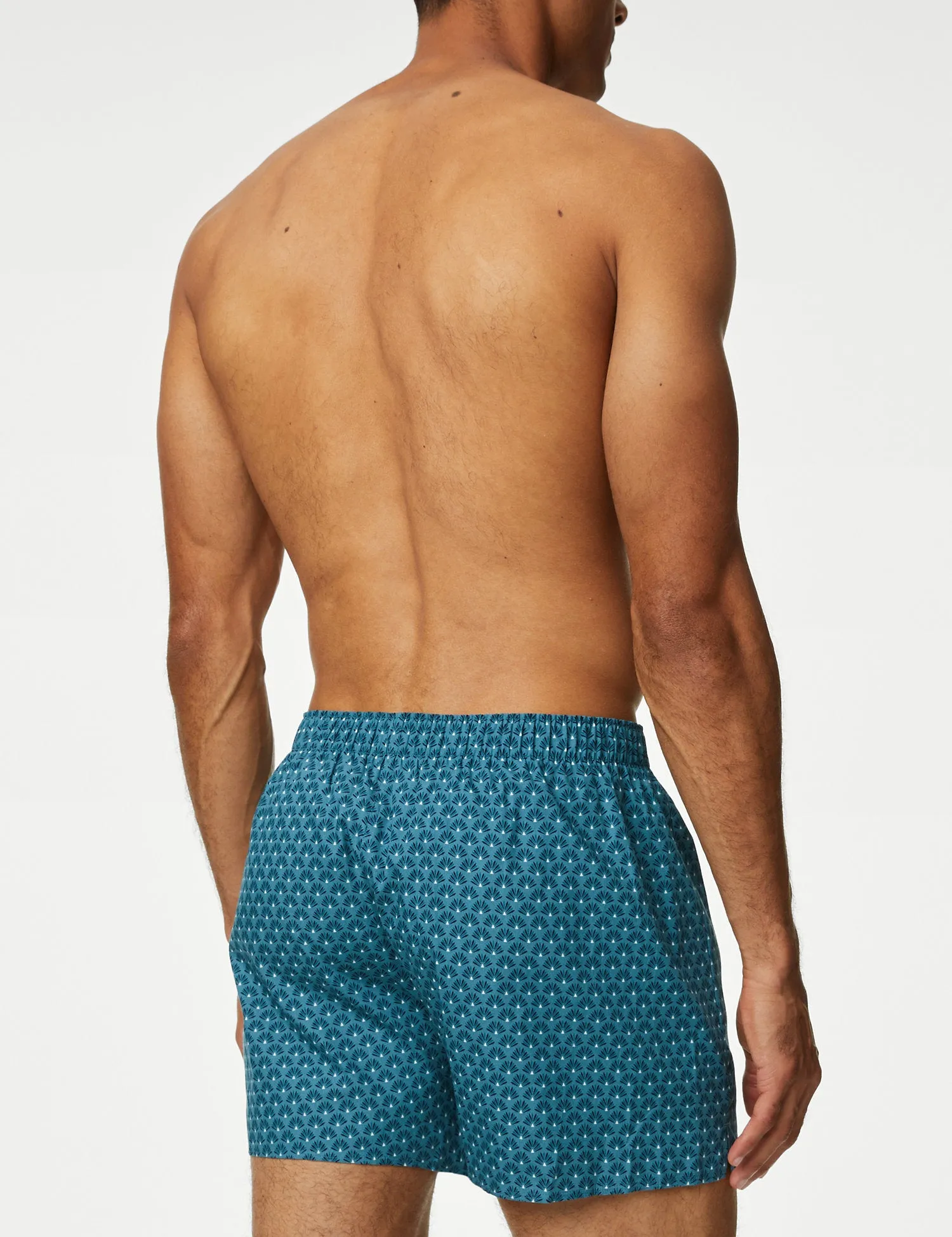 3pk Pure Cotton Fan Print Woven Boxers