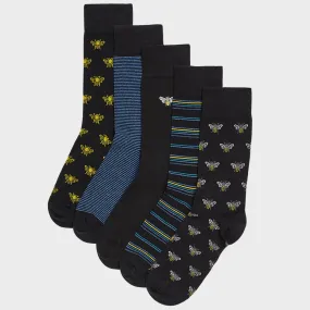 5pk Cotton Rich Bees Socks