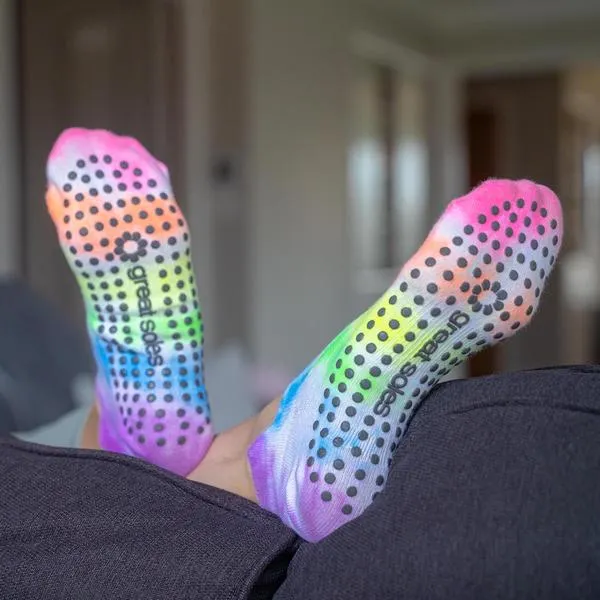 Avery Tie-Dye Neon Multi Grip Socks