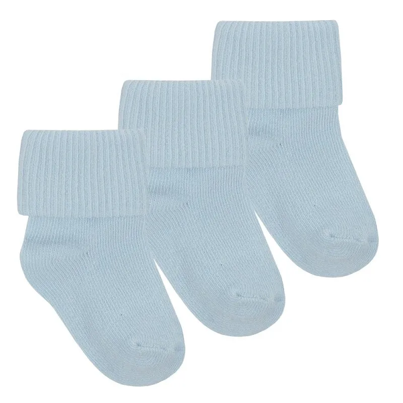 Baby 3 Pack Plain Sky Turn Over Socks (0-0, 0-2.5, 3-5.5) 44B459