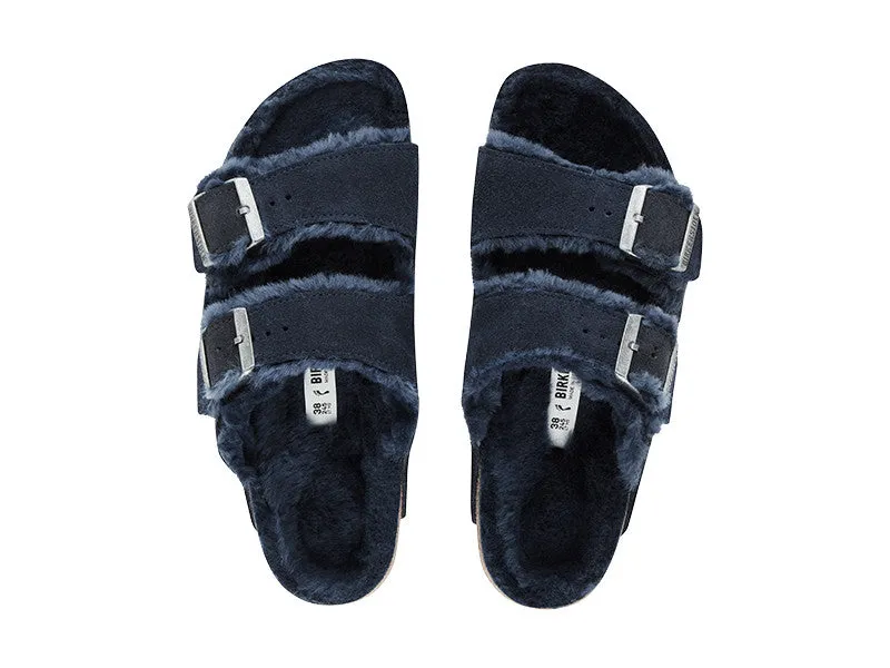 Birkenstock Arizona Narrow Midnight Suede and Shearling Lined