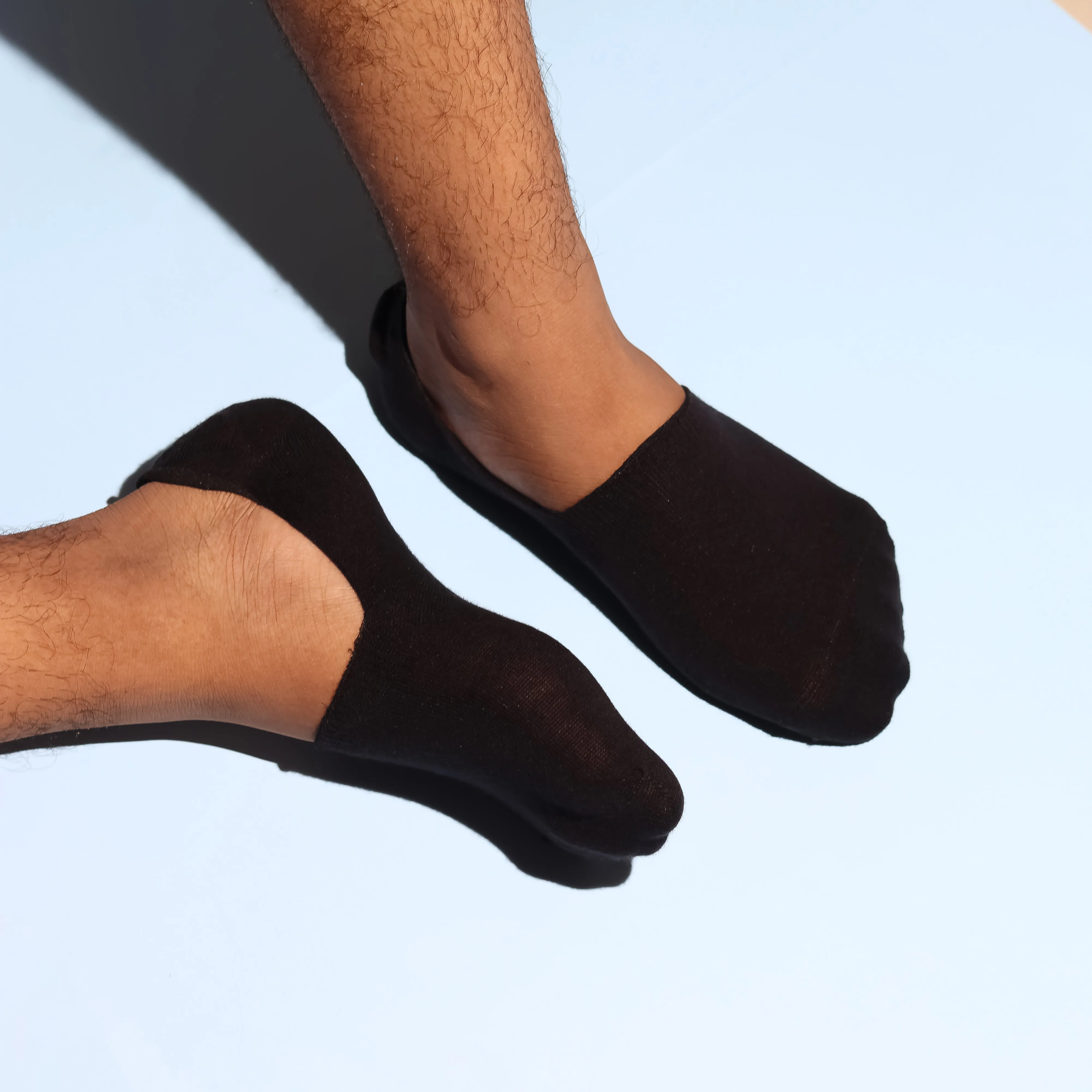 Black Solid Non-Slip No Show Loafer Socks For Men