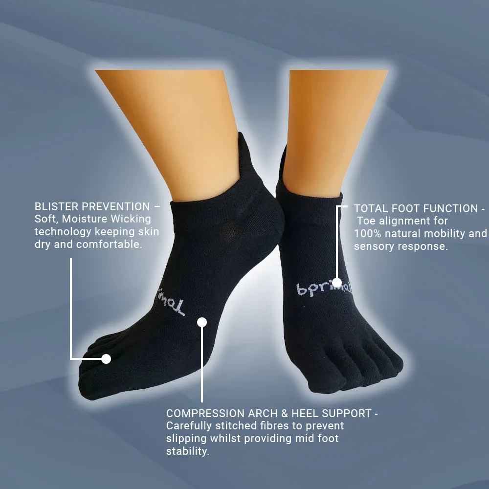 Bprimal Everyday Five-Toe Socks - No-Show - Regular Weight - Black