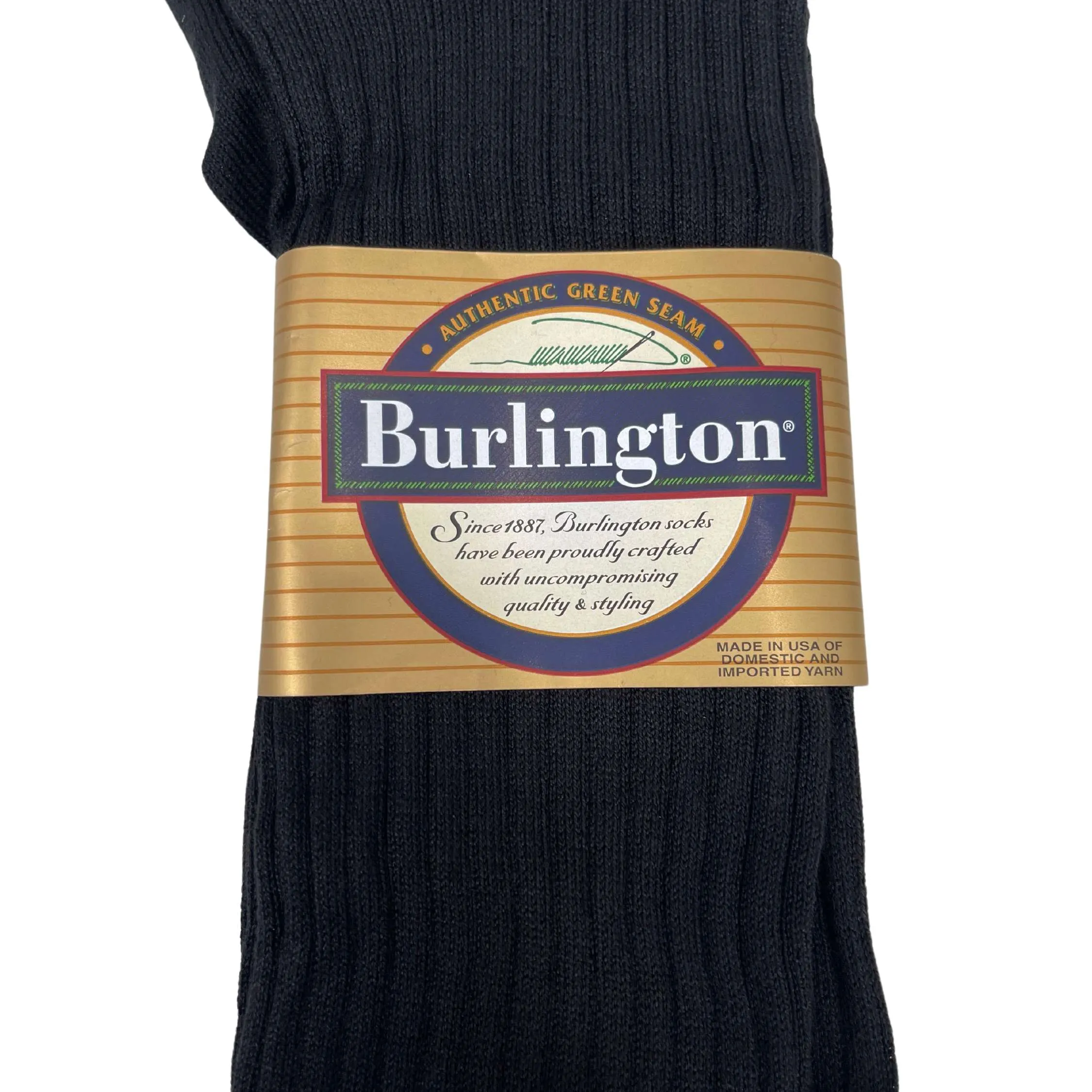 BURLINGTON SIZED DRESS 94% MERCERIZED COTTON CREW SOCK - BLACK