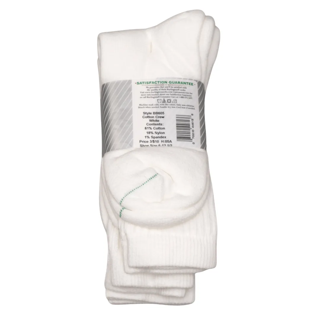 White Burlington Sport Cotton Crew Socks - Optimized for E-commerce