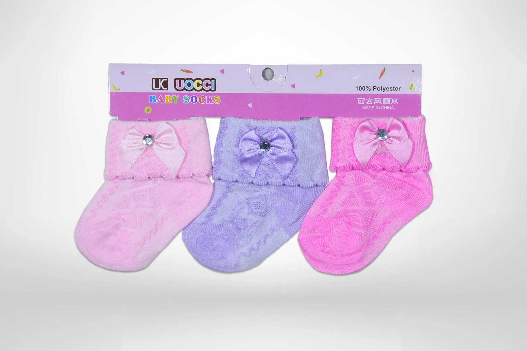 GAO GUAI TU Fashion Baby Socks - Pack of 3 Pairs, Stylish and Comfortable