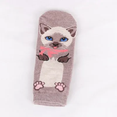 Cartoon Cat dog Animal Women Socks