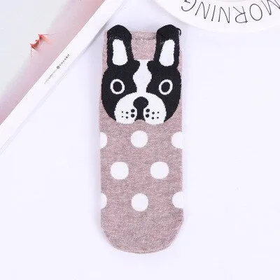 Cartoon Cat dog Animal Women Socks