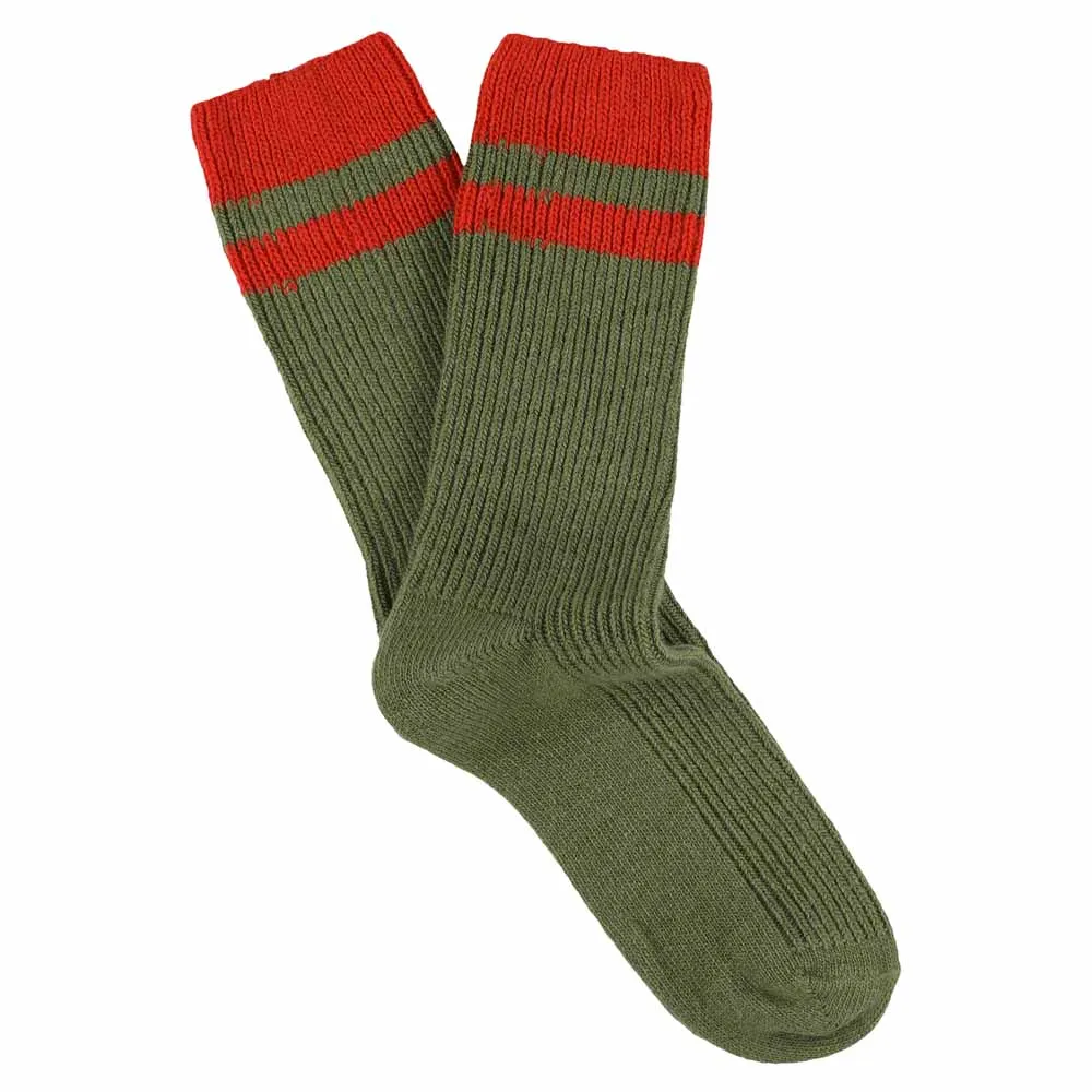 Cashmere Stripes Socks - Khaki / Strong Orange