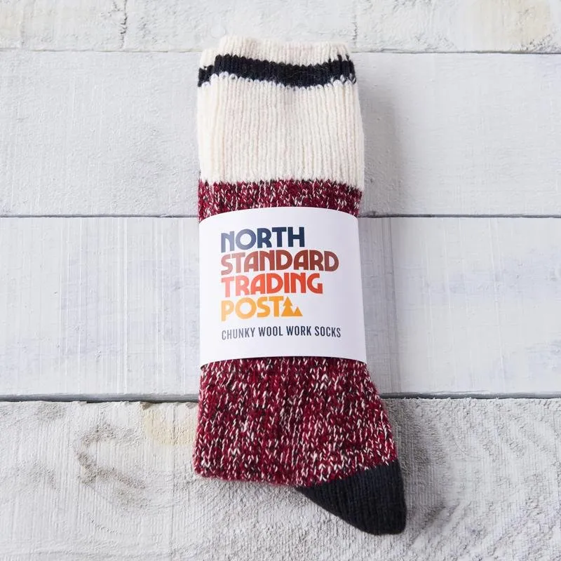 Chunky Wool Work Socks (Red)