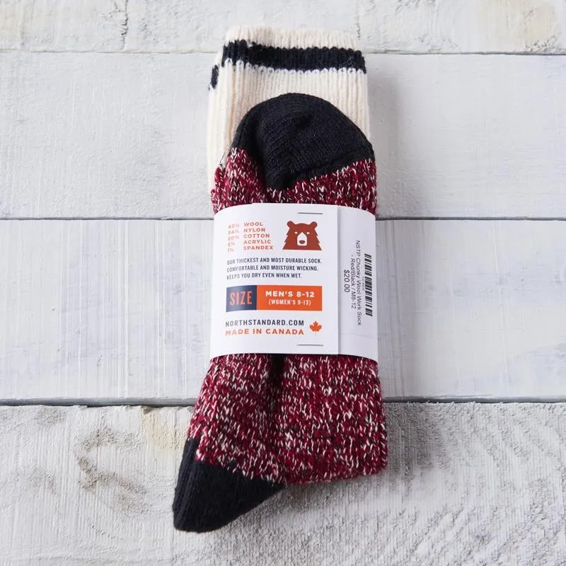 Chunky Wool Work Socks (Red)