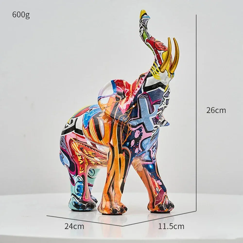 Colorful Elephant Ornament, Modern Art Sculpture