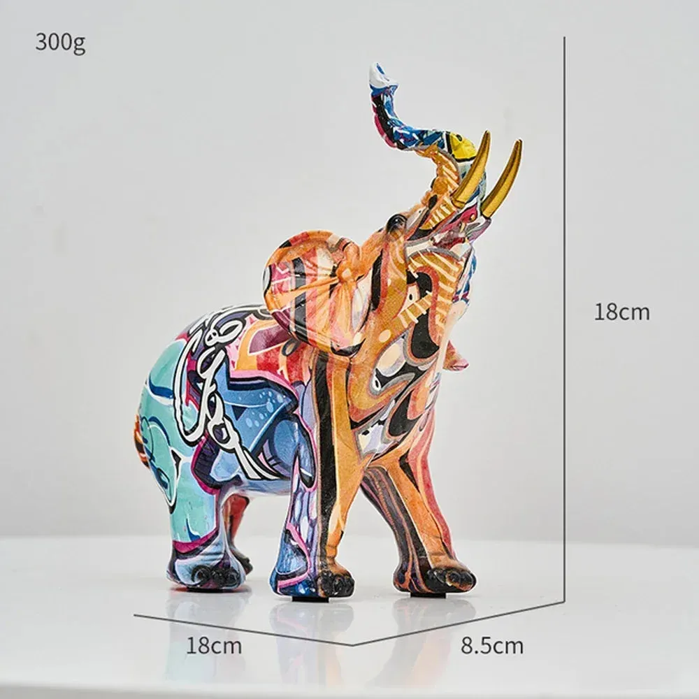 Colorful Elephant Ornament, Modern Art Sculpture