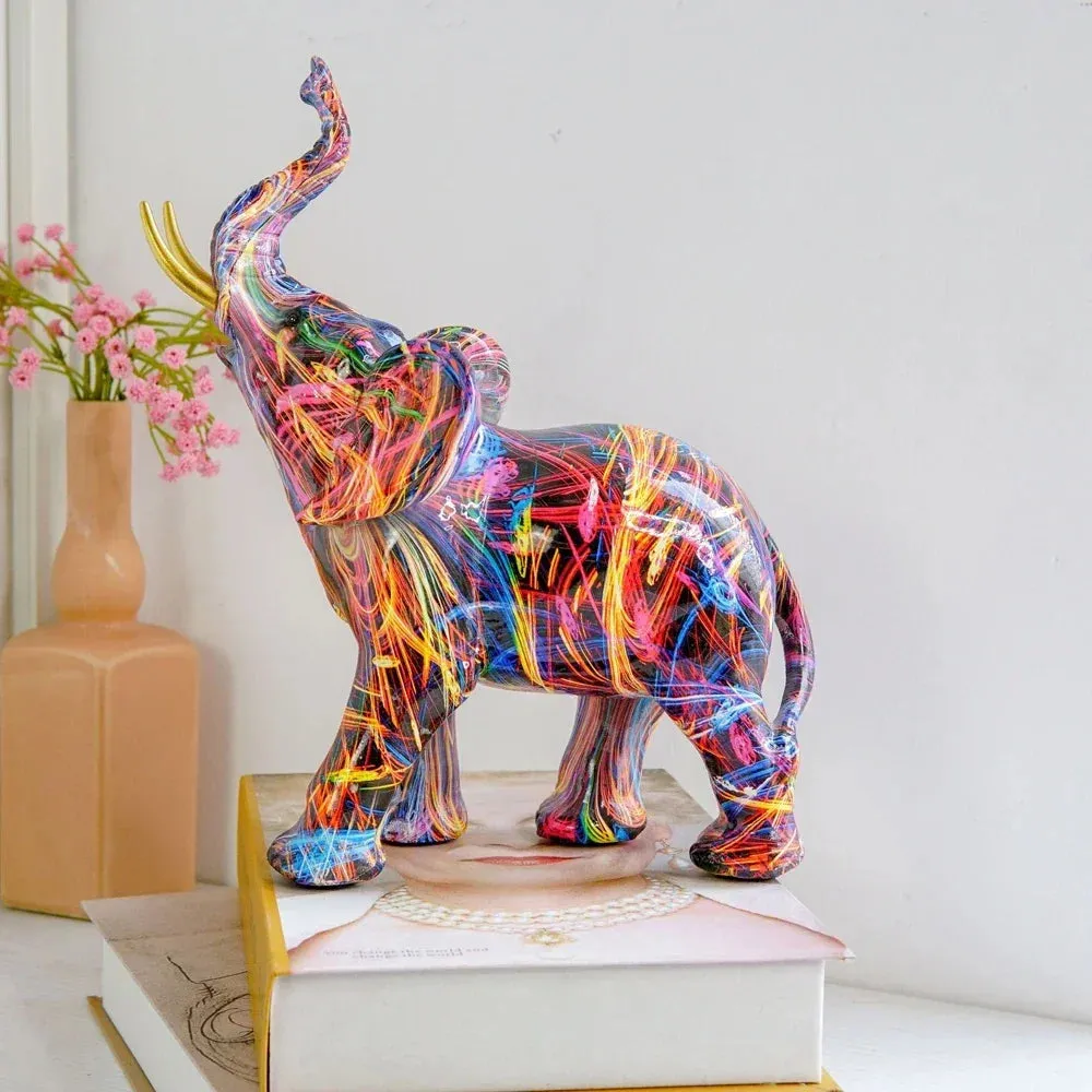 Colorful Elephant Ornament, Modern Art Sculpture