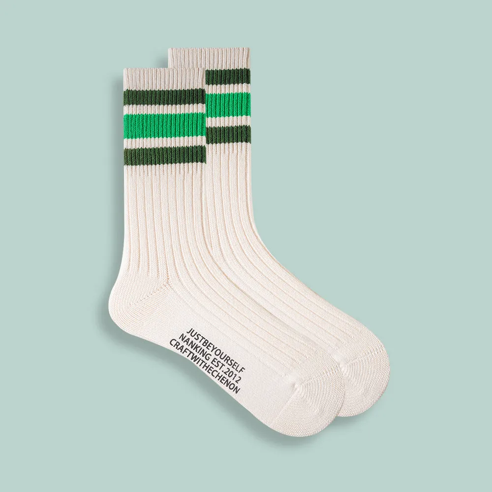 Combed Cotton Retro Three-Bar Sports Socks