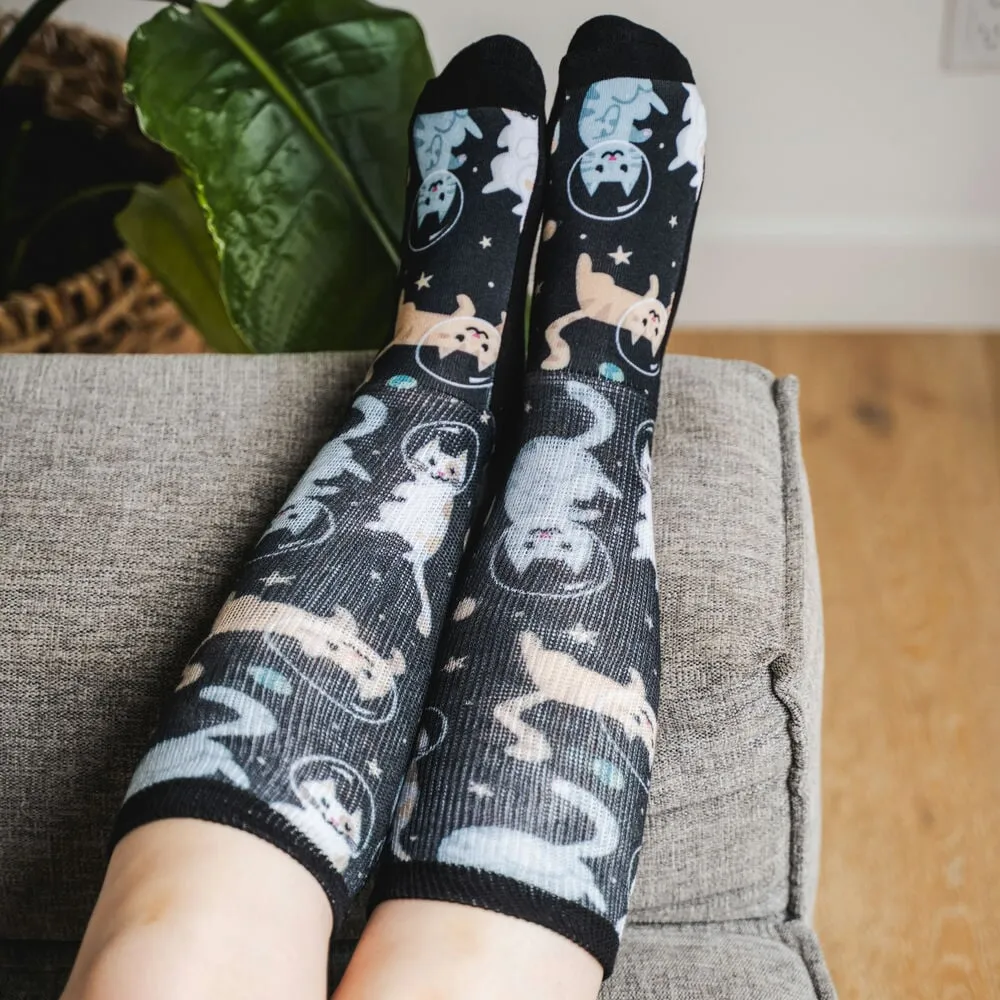 Cosmic Kitties Non-Binding Diabetic Socks