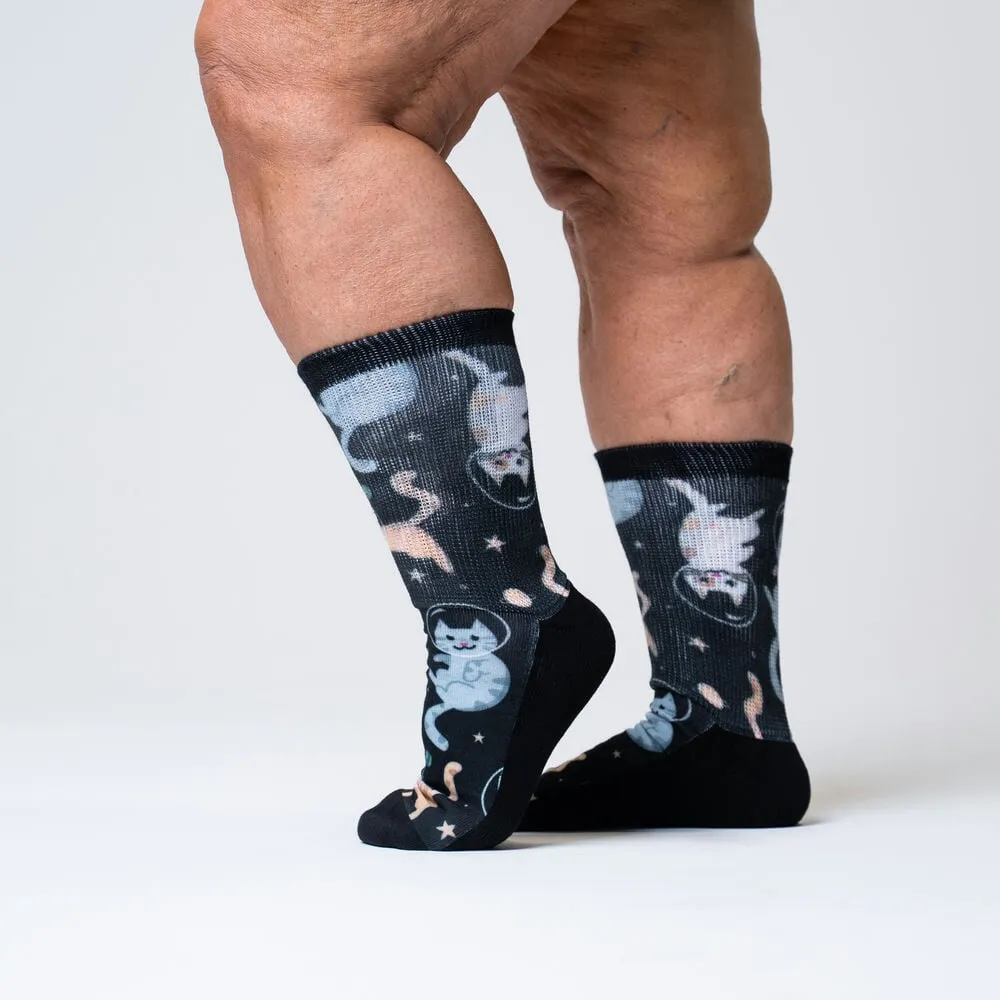 Cosmic Kitties Non-Binding Diabetic Socks