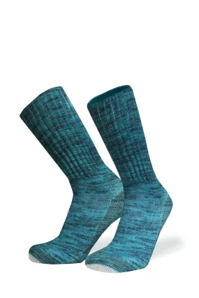 Cozy Diabetic Comfort Relax Fit Heather Green Crew Socks