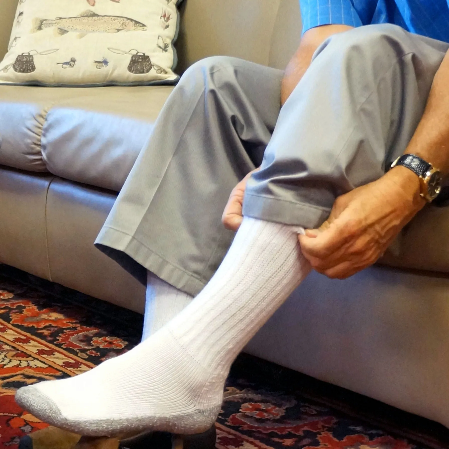 Cozy Diabetic Comfort Relax Fit Heather Grey Crew Socks