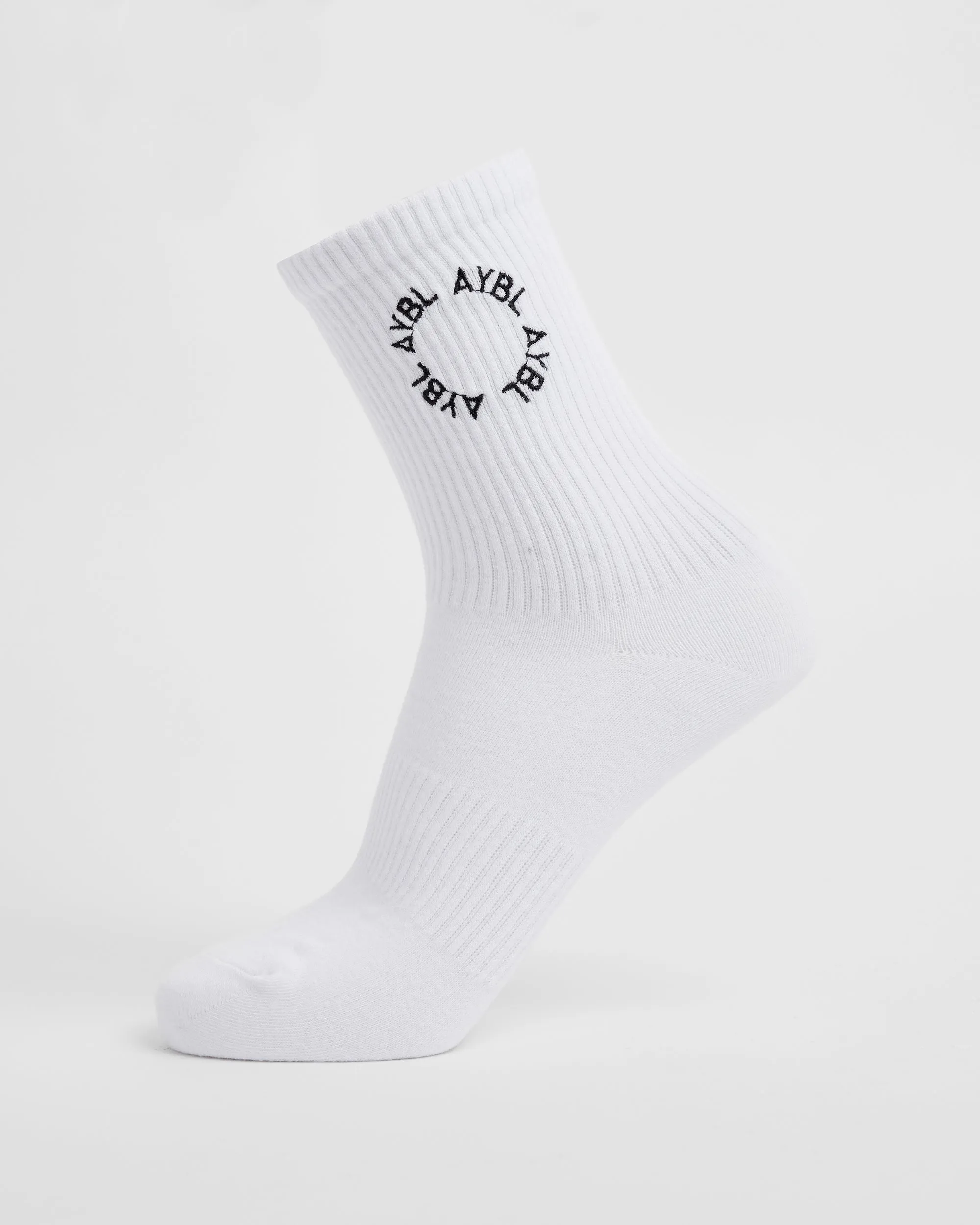 Everyday Embroidered Crew Socks (3 Pack) - White