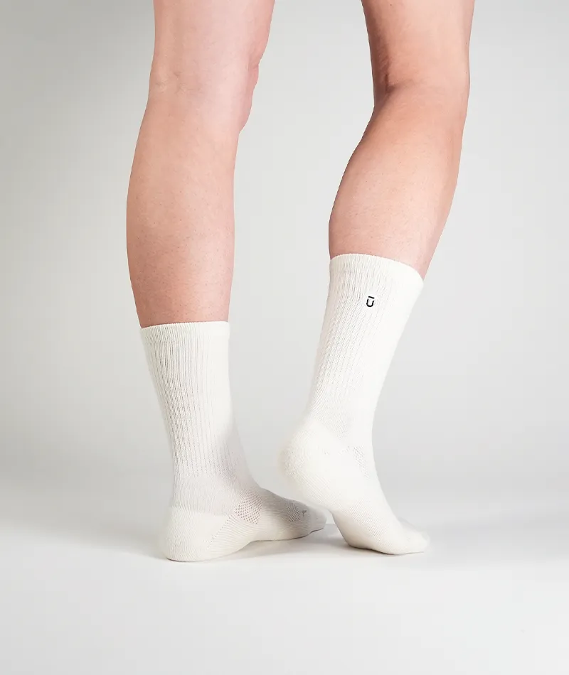 Premium Everyday Merino Wool Crew Socks in Off White