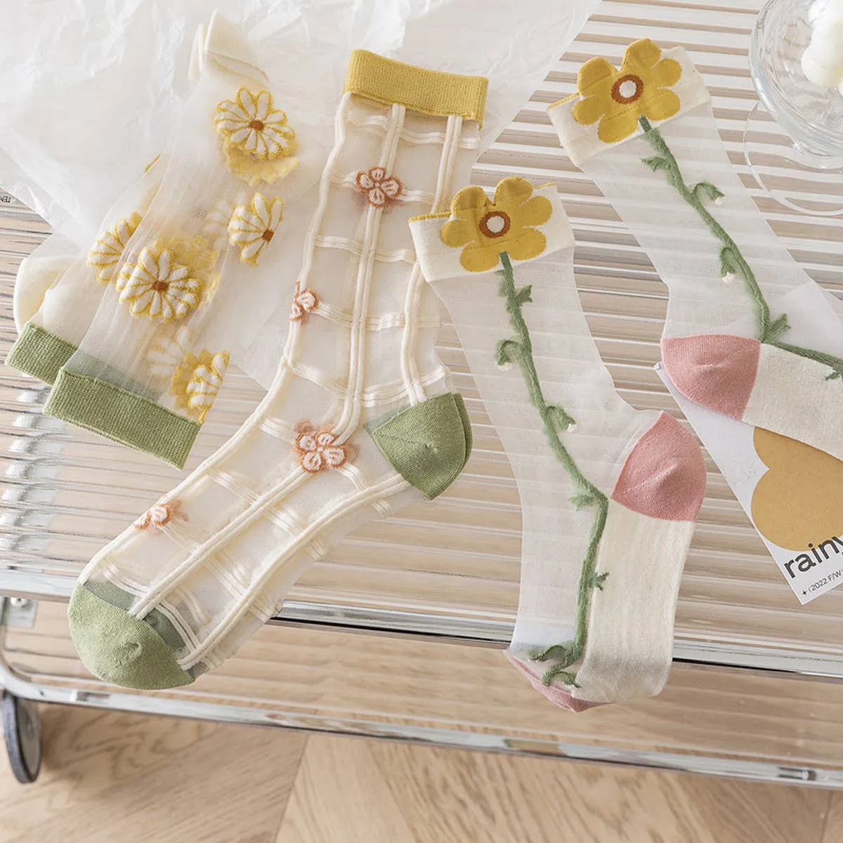 Floral Sheer Socks