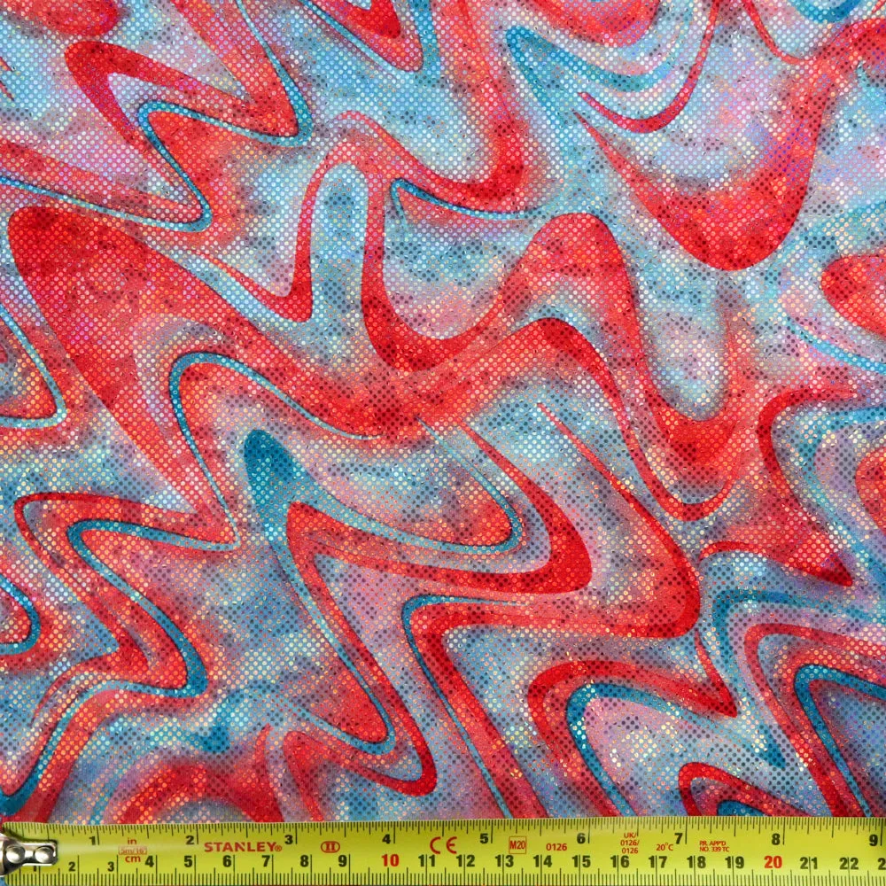 FS1167 Swirl Tie Dye Poly Spandex Stretch Fabric Red Lilac