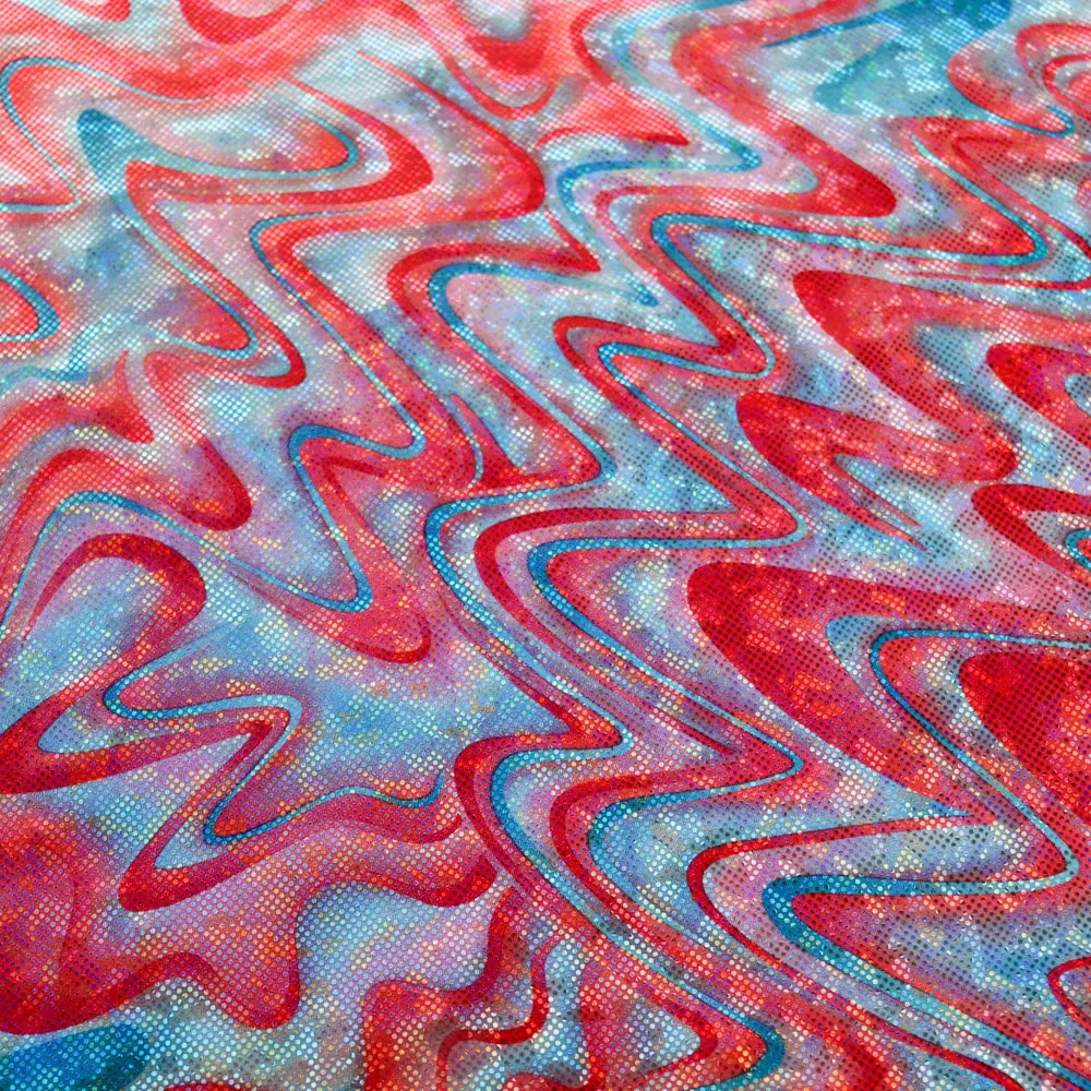 FS1167 Swirl Tie Dye Poly Spandex Stretch Fabric Red Lilac