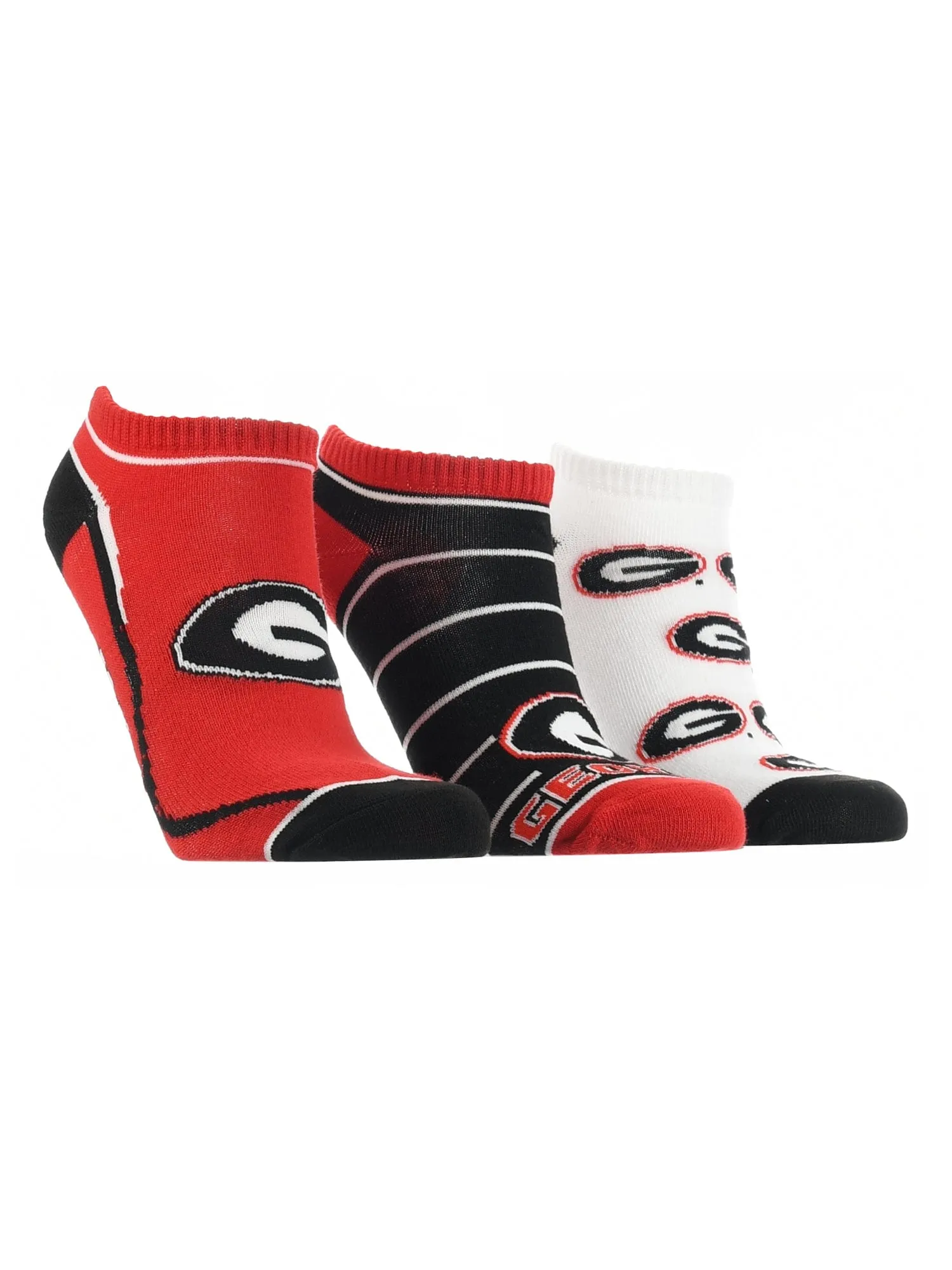 Georgia Bulldogs No Show Socks Full Field 3 Pack