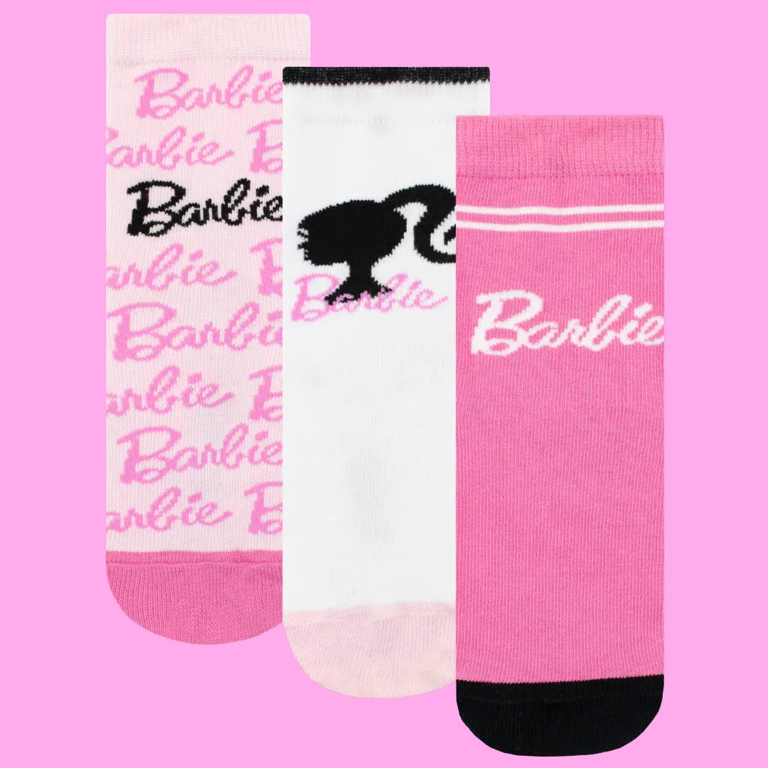 Girls Barbie Pack of 3 Socks