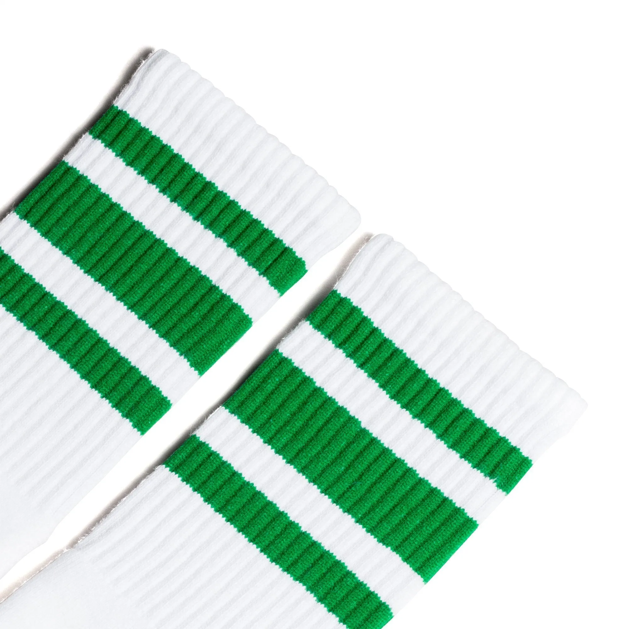 Green Striped Socks | White