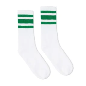 Green Striped Socks | White