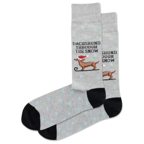 HOTSOX Men's Dachshund Through The Snow Crew Socks