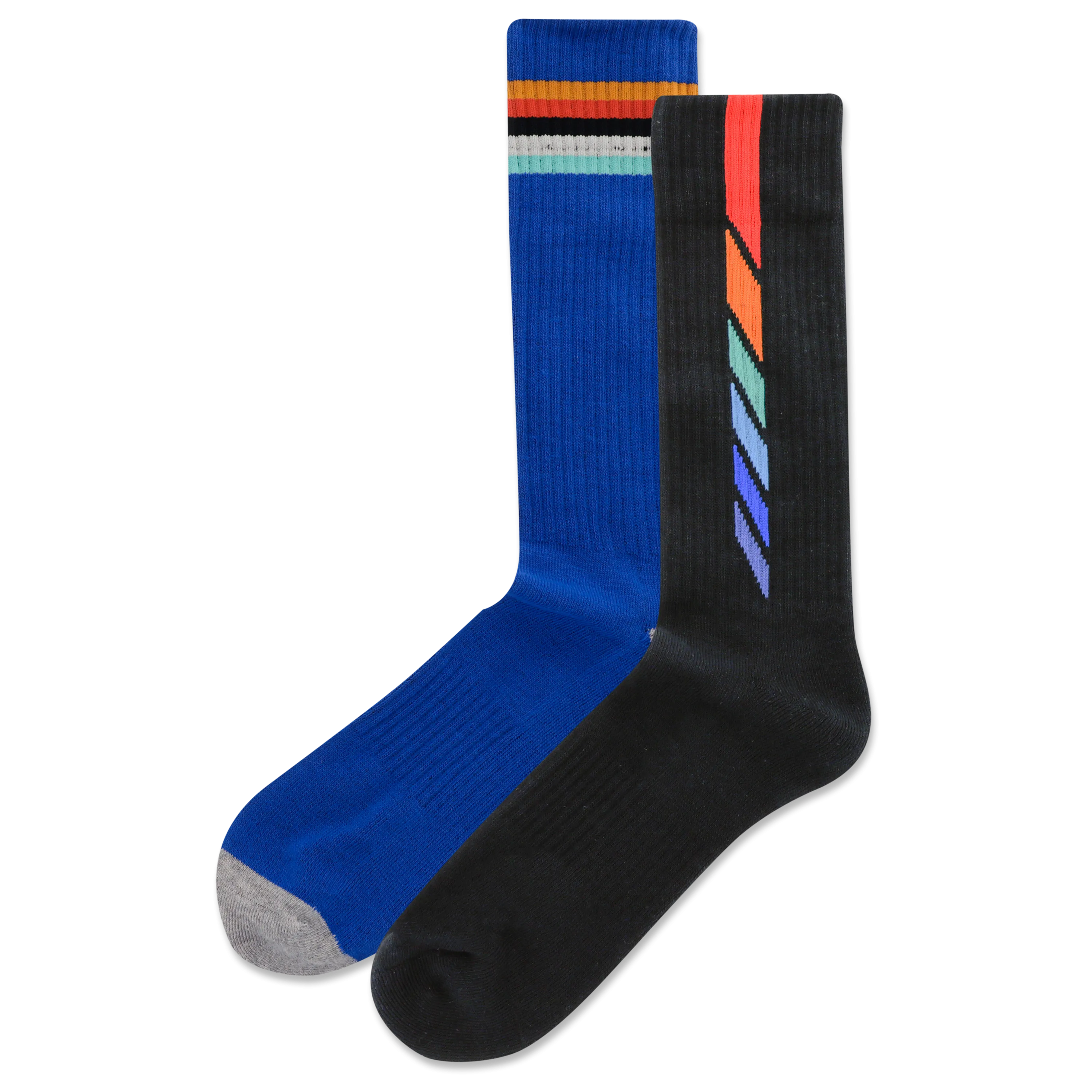 HOTSOX Men's Dashed Vertical Stripe 2 Pack Crew Socks