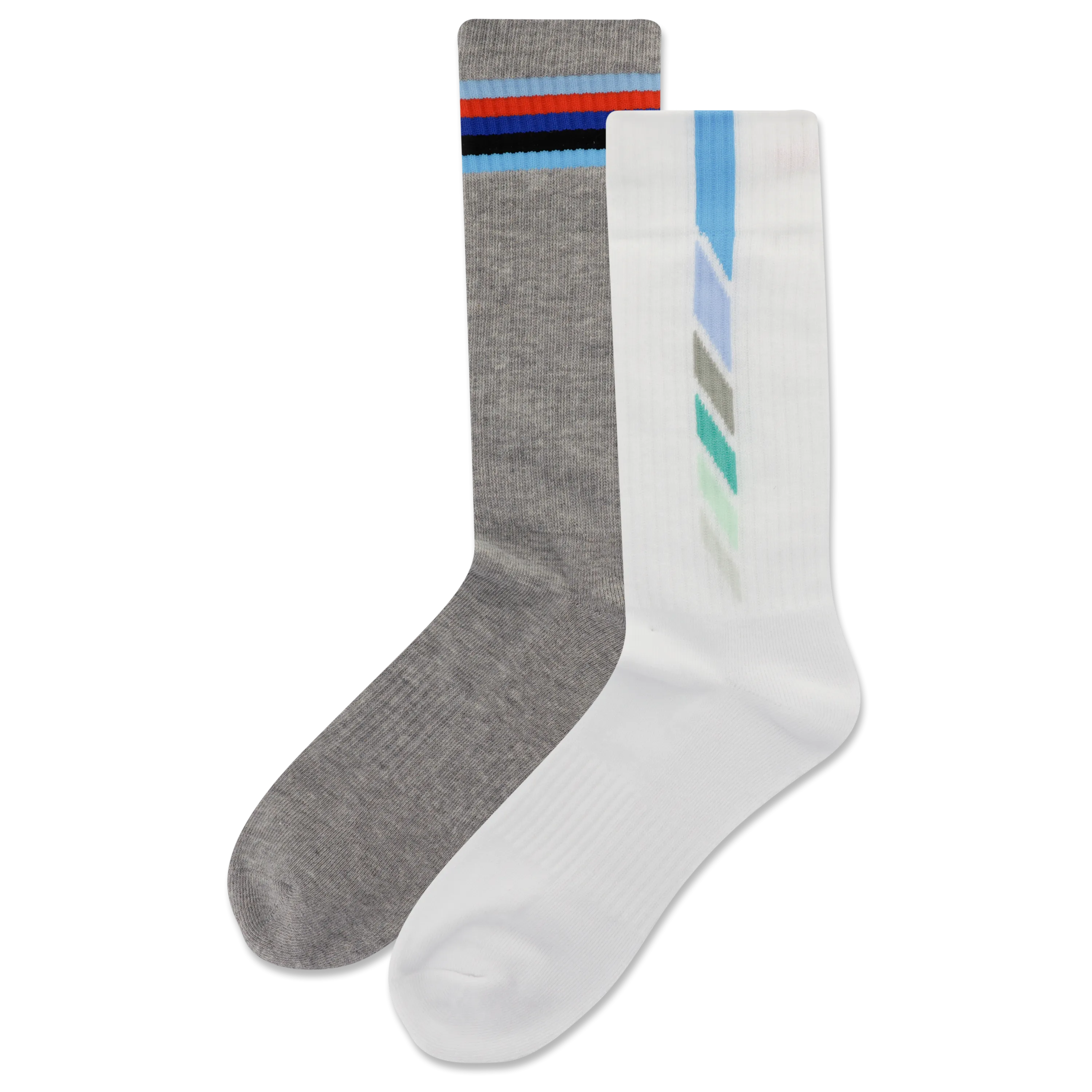 HOTSOX Men's Dashed Vertical Stripe 2 Pack Crew Socks