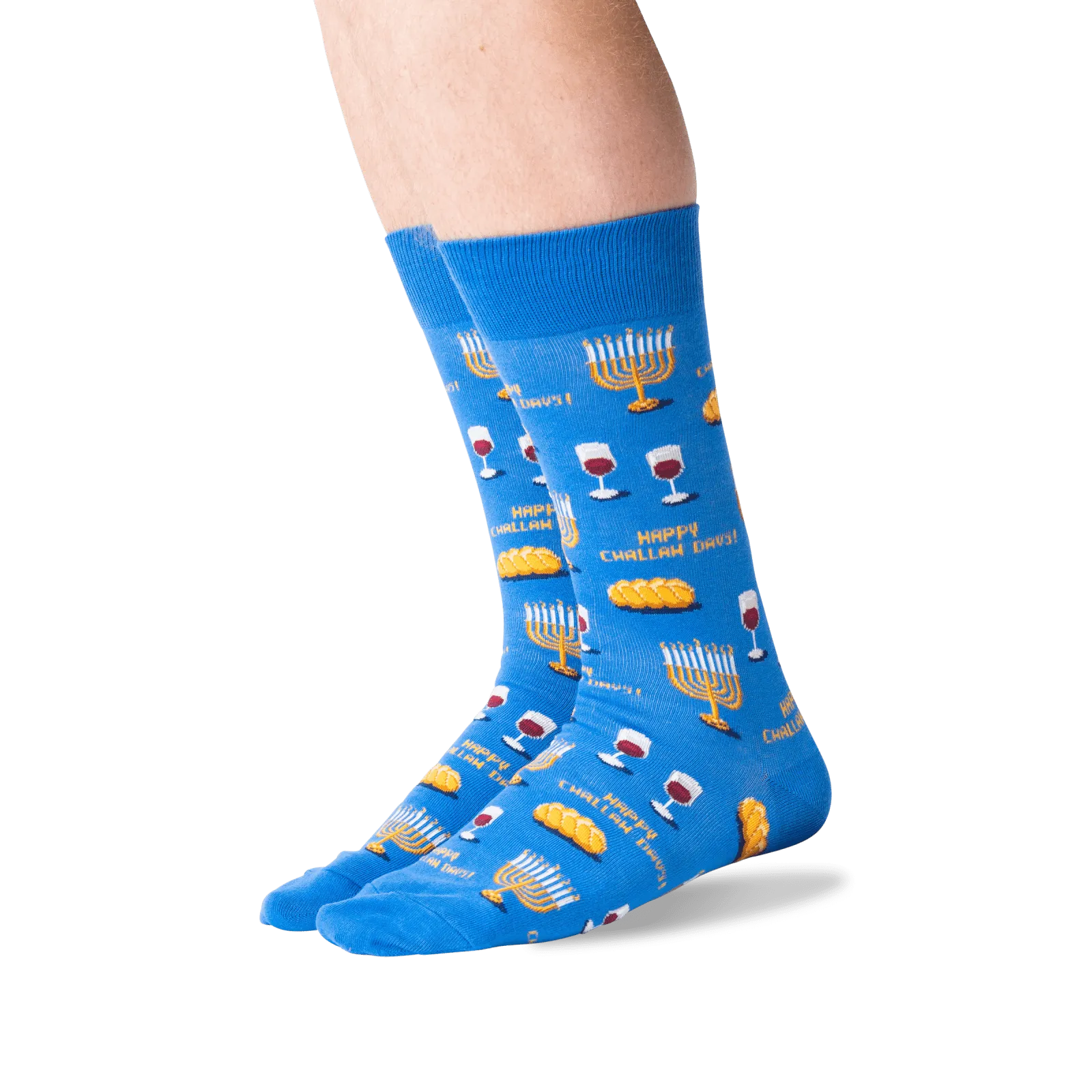 HOTSOX Men's Happy Challah Days Crew Socks