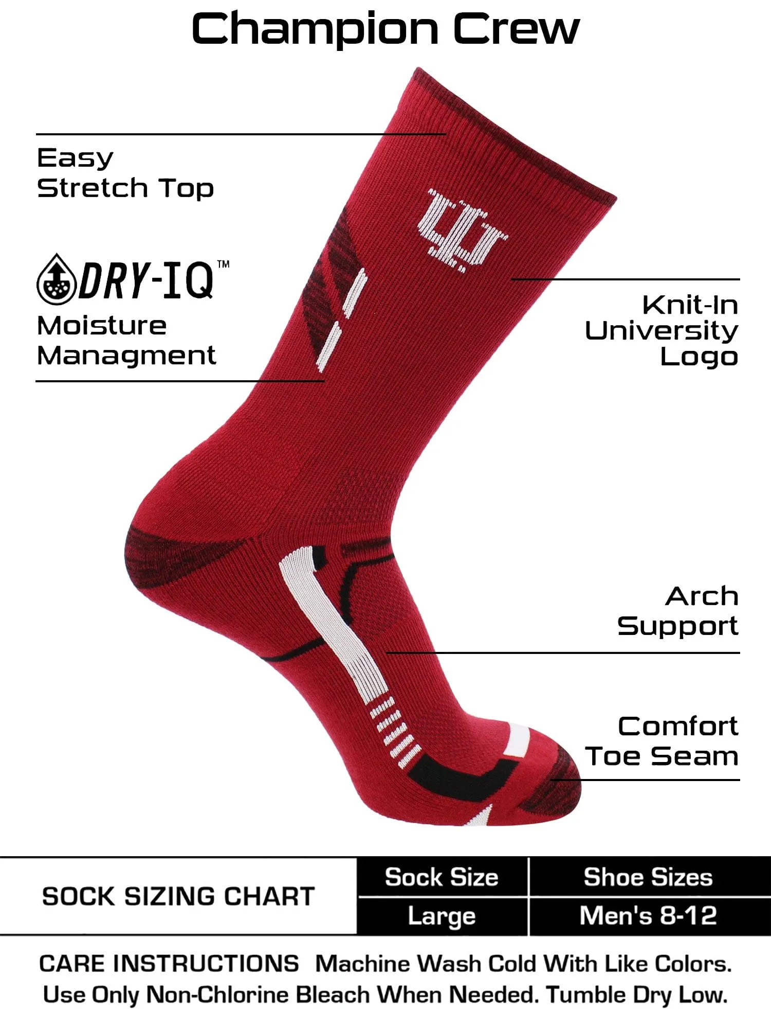 Indiana Hoosiers Socks University of Indiana Hoosiers Champion Crew Socks