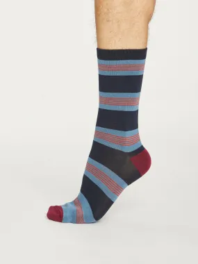 Jesper Stripe Socks - Ash Blue