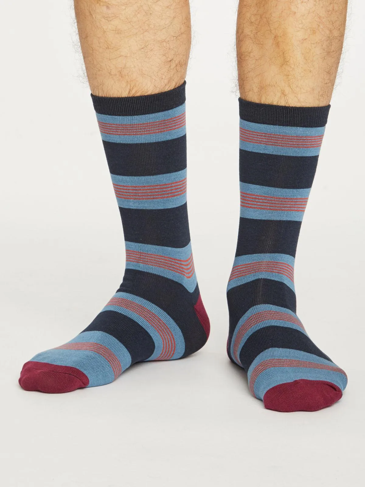 Jesper Stripe Socks - Ash Blue