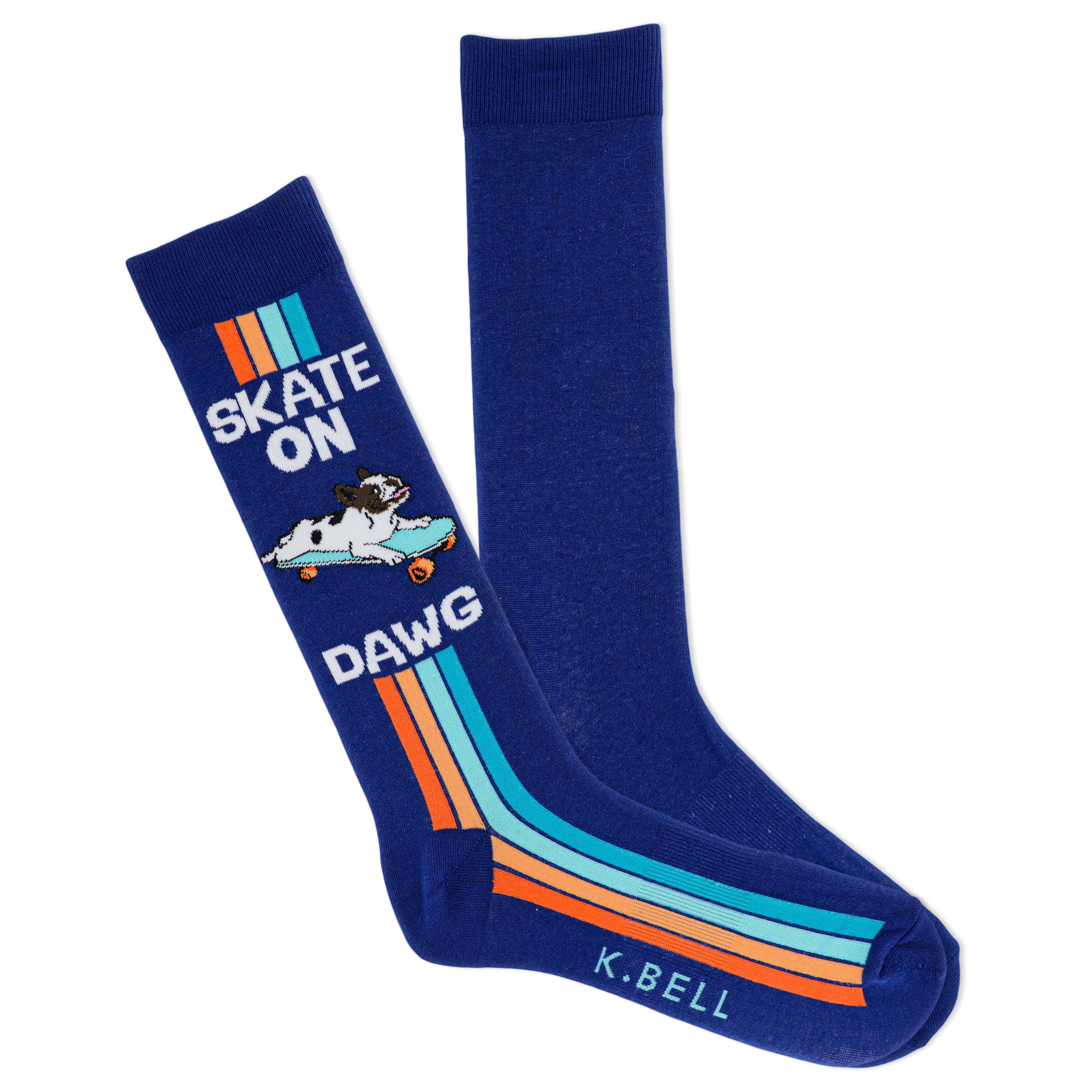 K.Bell Men's Skate On Dawg Crew Sock