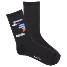 K.Bell Women's Drunk Food Text Crew Sock