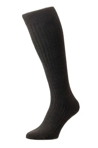 LABURNUM MERINO WOOL OTC SOCK - DARK BROWN - MEDIUM