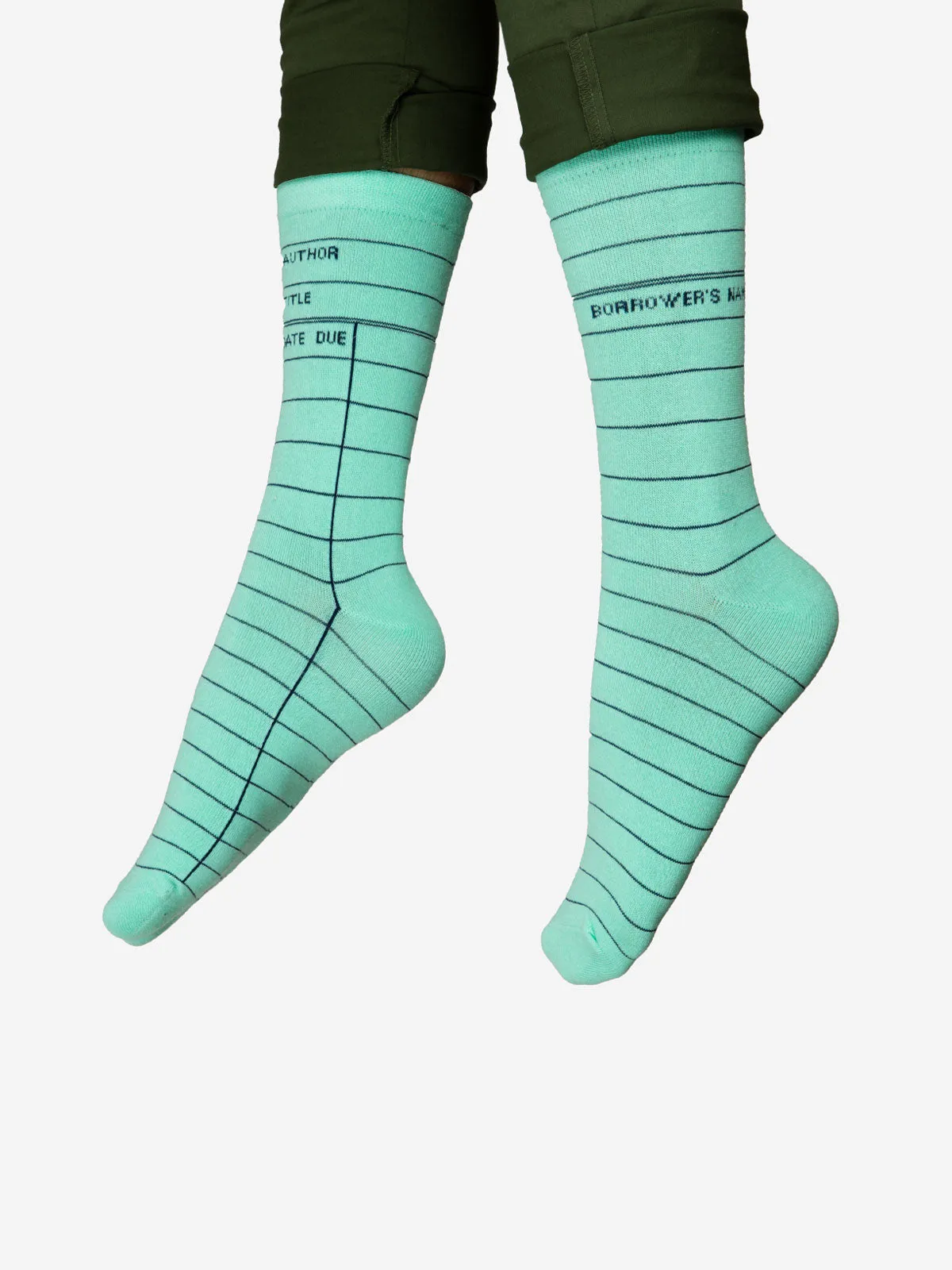 Library Card: Mint Green socks