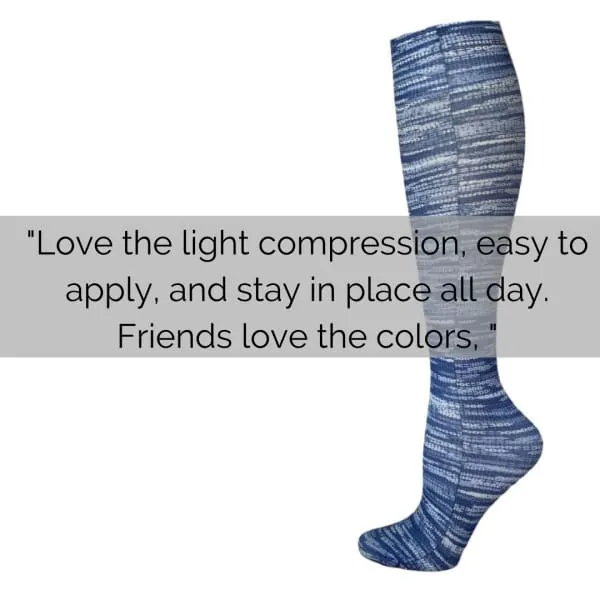 Lightweight Patterned Compression Socks in Denim Stripe in Regular & Plus Size