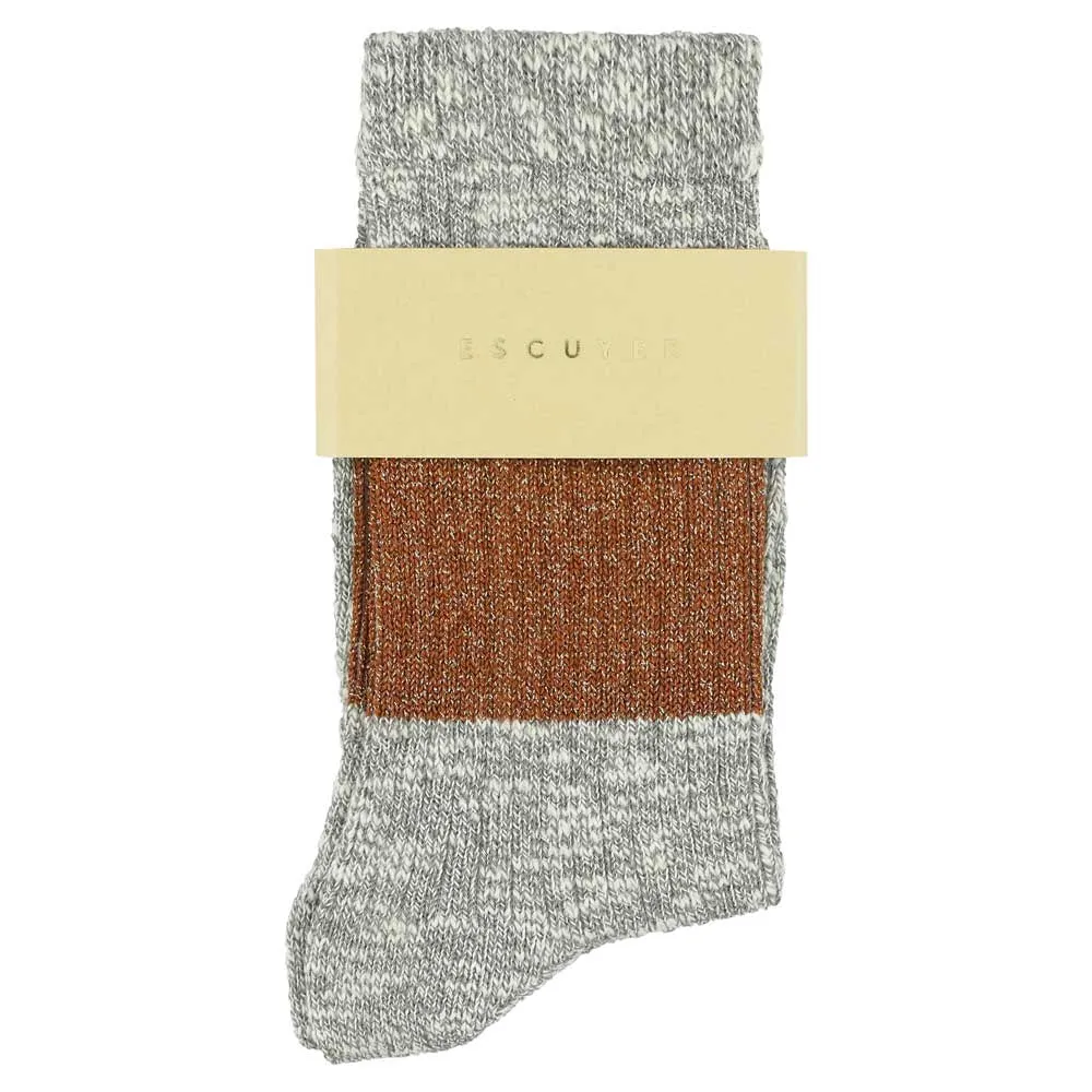 Lurex Melange Band Socks - Grey / Camel