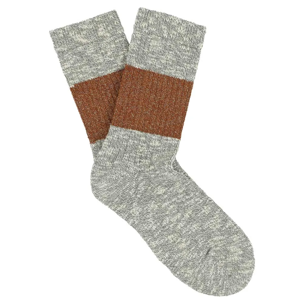 Lurex Melange Band Socks - Grey / Camel