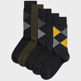 Mens 5pk Cotton Rich Tartan Socks