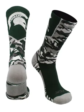 Michigan State Spartans Camo Crew Socks